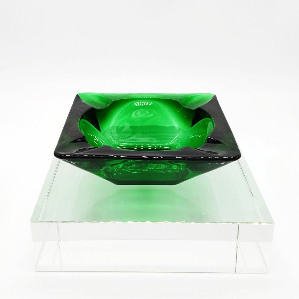 Vintage Anchor Hocking Emerald Green Square Ashtray